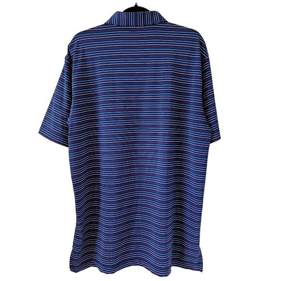 Turtleson golf polo navy striped short sleeve left chest embroidery button men L - Picture 2 of 12